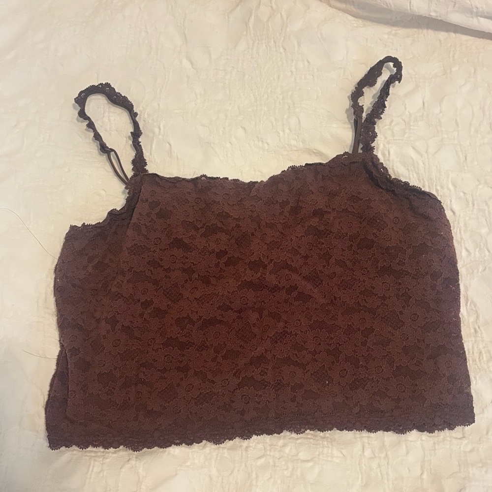 aerie brown lace tank
